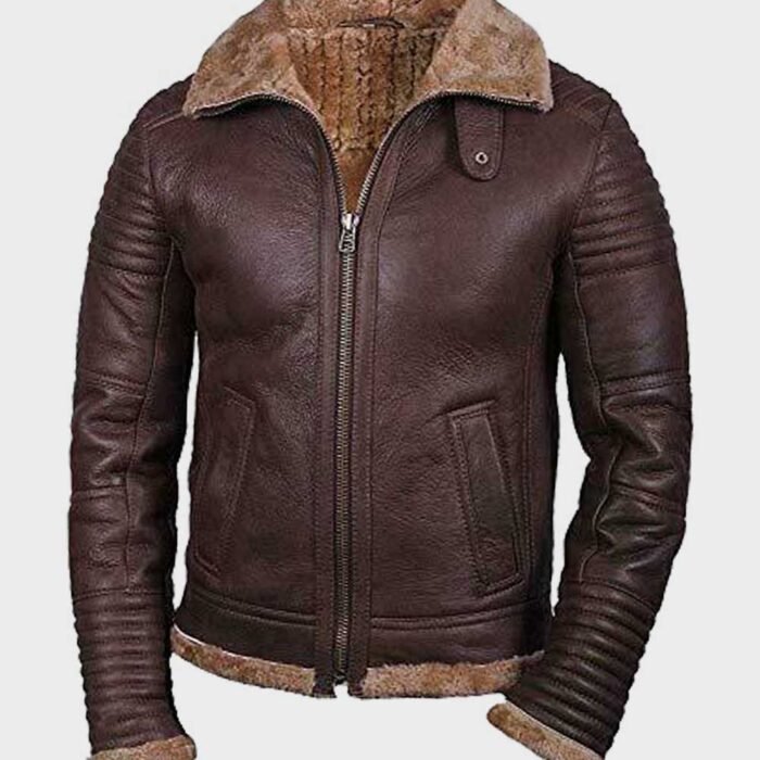 Mens Brown Sheepskin Shearling Leather Jacket