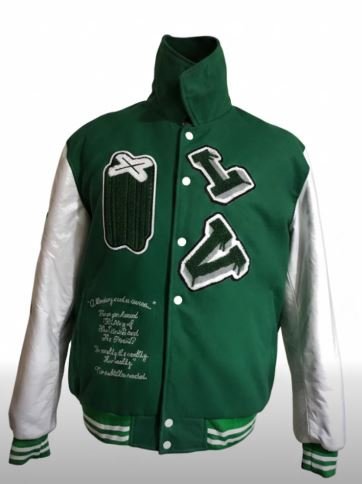 Customize Green and White Skeleton Varsity Jacket
