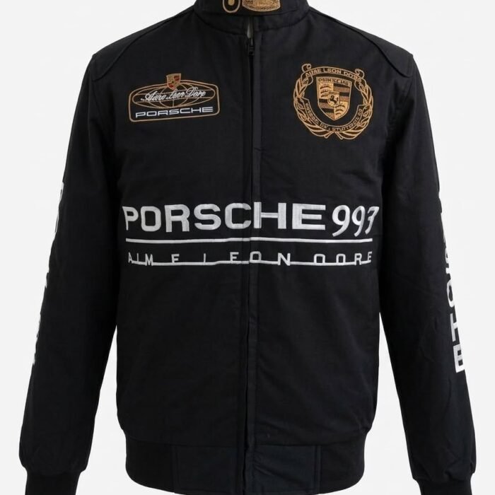 Customize Black Porsche Aimé Leon Dore Racing Jacket