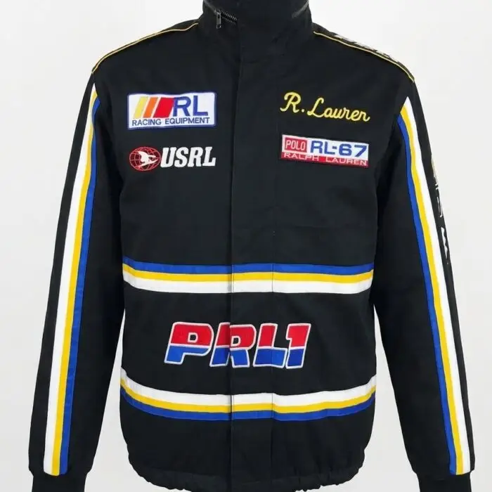 Customize Black Polo RL-67 Racing Jacket