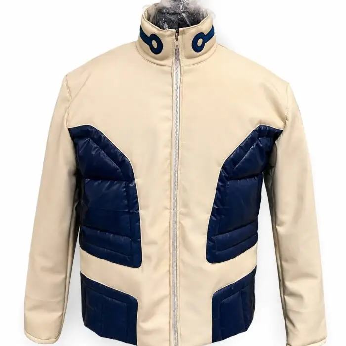 Customize Cream and Navy Blue Colorblock Zip Jacket