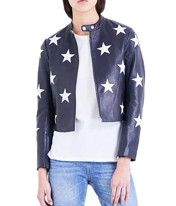 Madelaine Petsch Riverdale Cheryl Blossom Star Printed Leather Jacket
