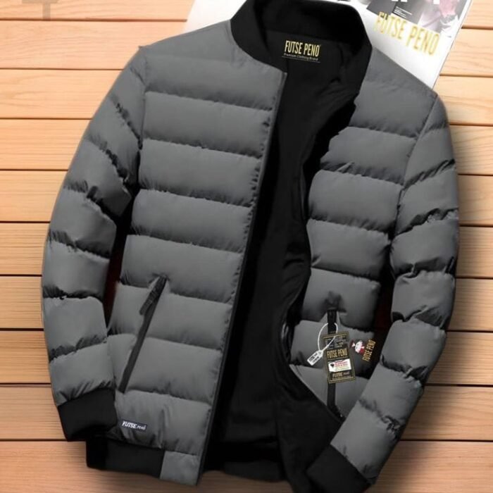 Men's Grey Bomber Puffer Jacket