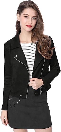 Customize Women Faux Suede Biker Jacket