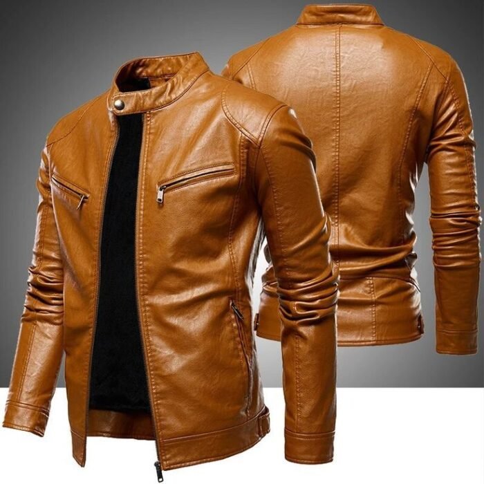 Customize Men’s Brown Leather Cafe Racer Jacket