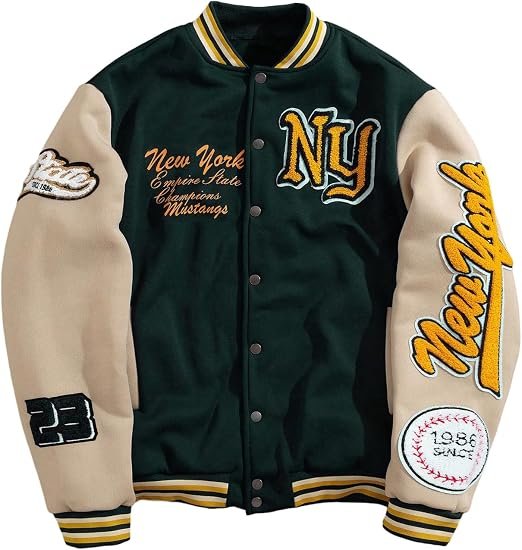 New York Varsity Letterman Jacket Bomber Coat