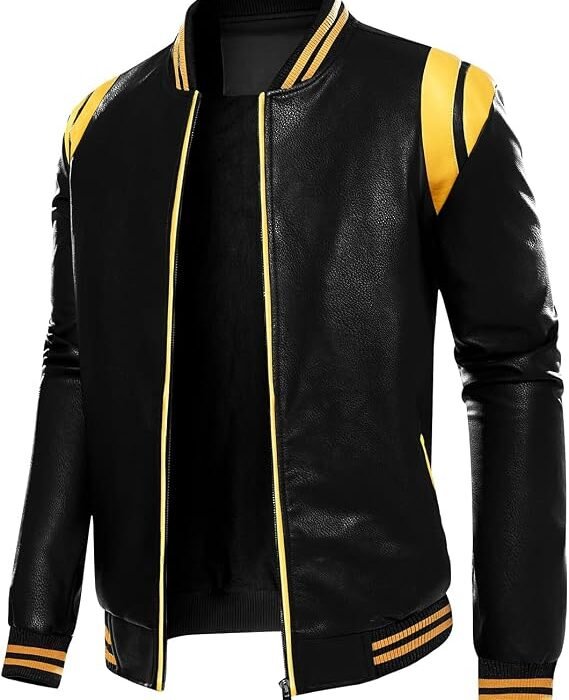 Mens Faux Leather Bomber Jacket
