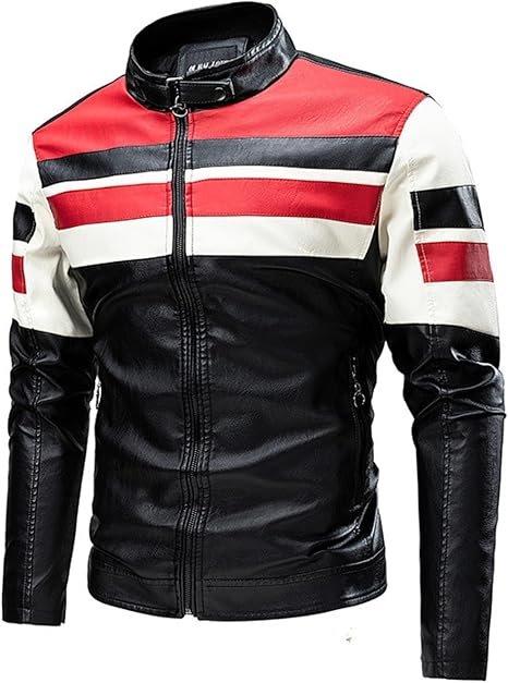 Customize Color Block Faux Leather Motorcycle Jacket