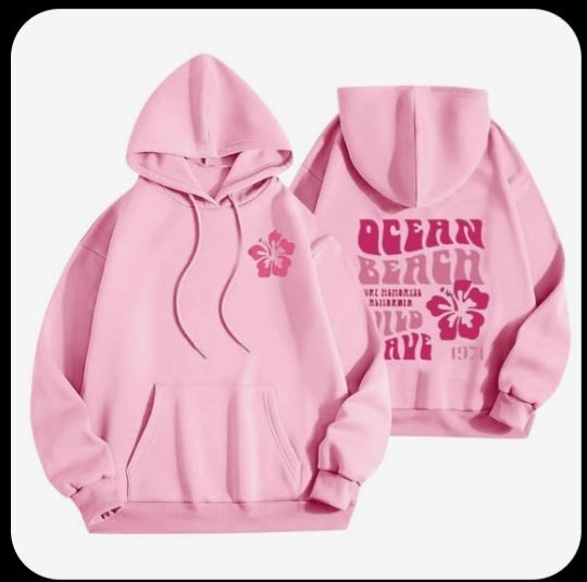 Pink Retro Beach Graphic Oversized Hoodie