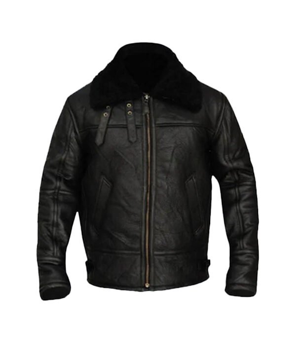 Men’s B3 Aviator Bomber Black Leather Jacket
