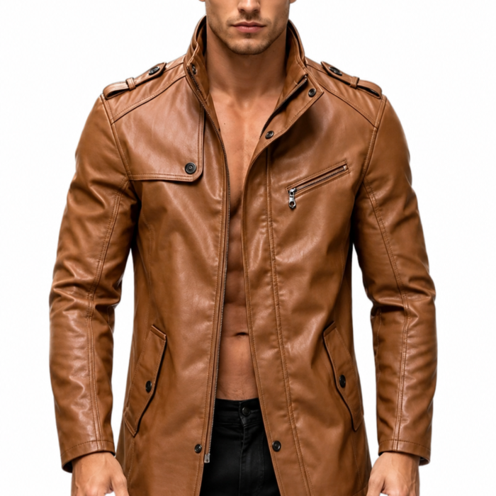 Slim Fit Tan Real Leather Motorcycle Jacket