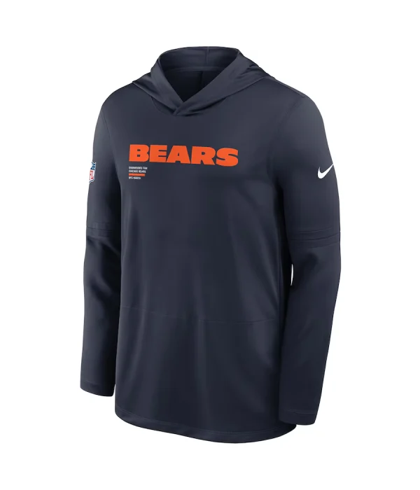Men’s Chicago Bears Nike Navy Sideline Pure Fury Performance Long Sleeve Hoodie T-Shirt