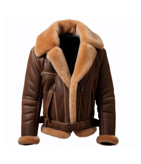 B3 Shearling Leather Mens Aviator Jacket