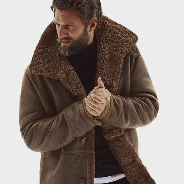 Men’s Real Sheepskin Winter Shearling Fur Coat