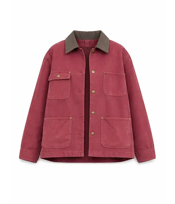 Women’s Burgundy Oversized Corduroy Barn Jacket