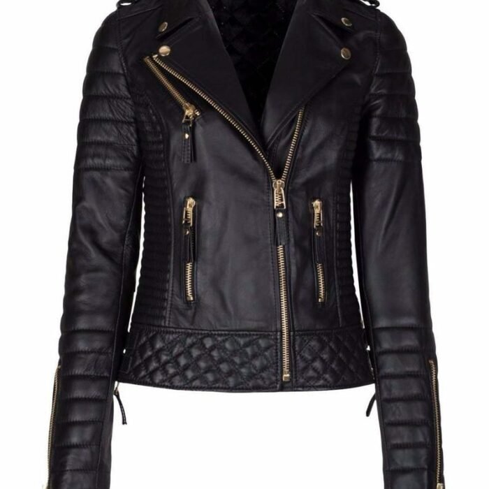 Women’s Slim Fit Leather Motorcycle Jacket
