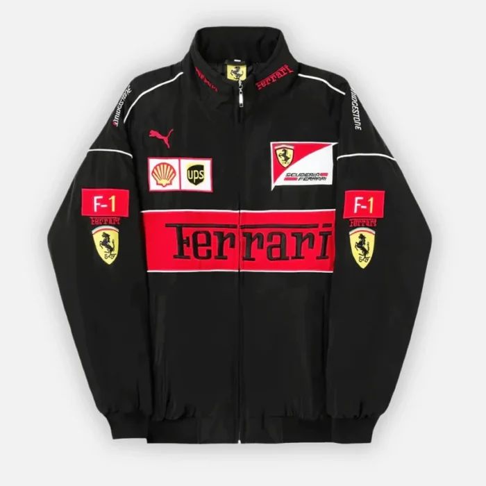 Customize Ferrari F1 Vintage Racing Jacket – Black Edition