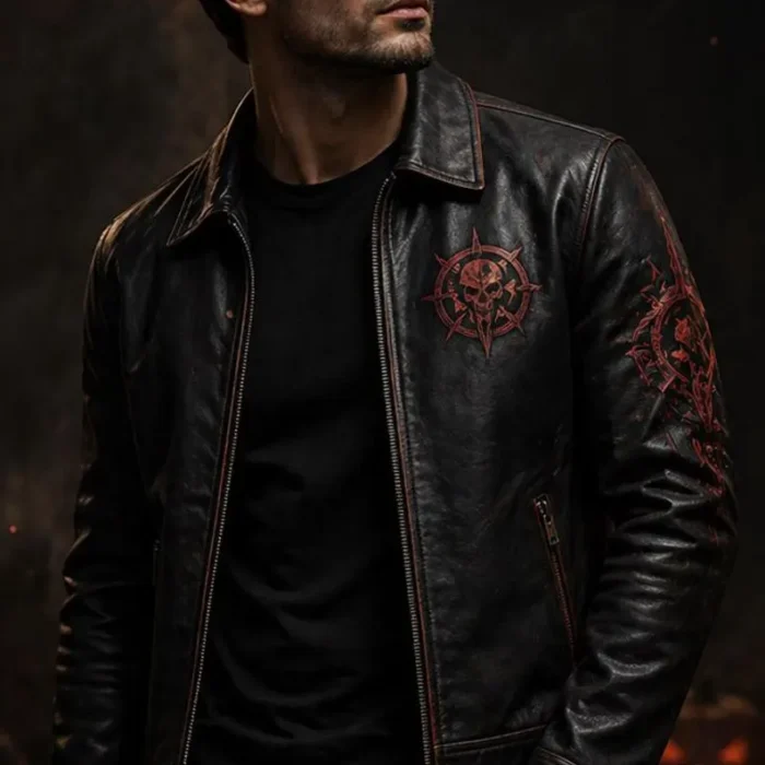 Wolf And Crow Gothic Halloween Leather Jacket